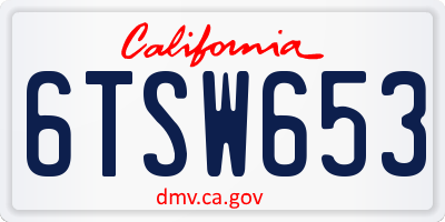 CA license plate 6TSW653