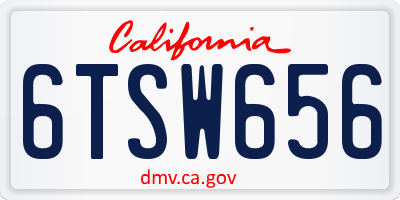 CA license plate 6TSW656