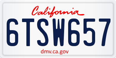 CA license plate 6TSW657