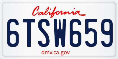 CA license plate 6TSW659