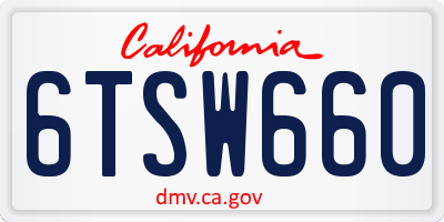 CA license plate 6TSW660