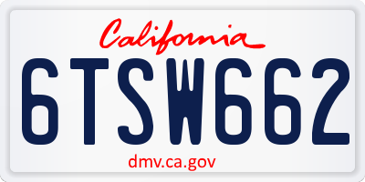 CA license plate 6TSW662