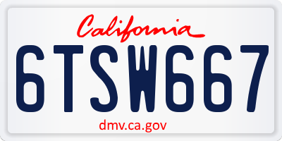 CA license plate 6TSW667