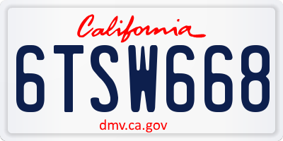 CA license plate 6TSW668