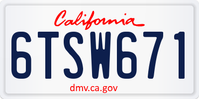 CA license plate 6TSW671