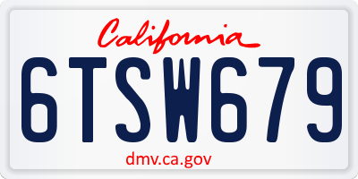 CA license plate 6TSW679