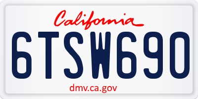 CA license plate 6TSW690