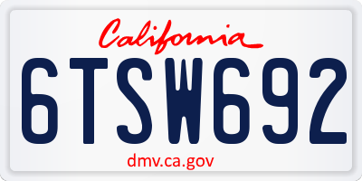 CA license plate 6TSW692