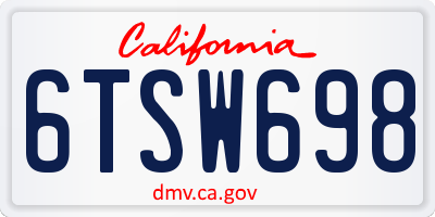 CA license plate 6TSW698