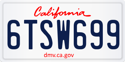 CA license plate 6TSW699