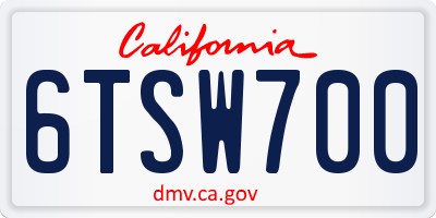 CA license plate 6TSW700