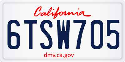 CA license plate 6TSW705