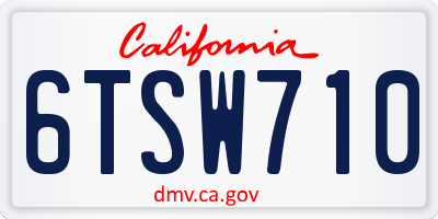CA license plate 6TSW710