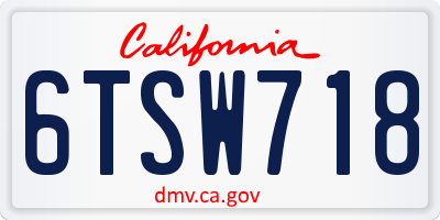 CA license plate 6TSW718