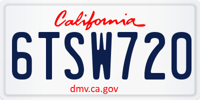 CA license plate 6TSW720