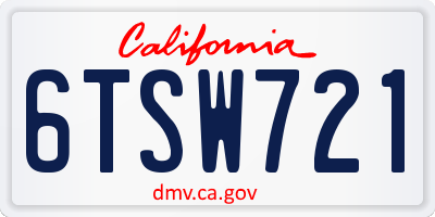 CA license plate 6TSW721