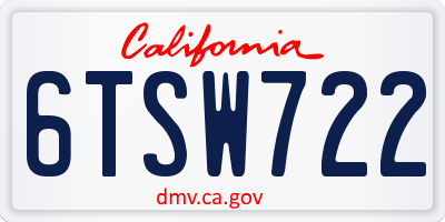 CA license plate 6TSW722
