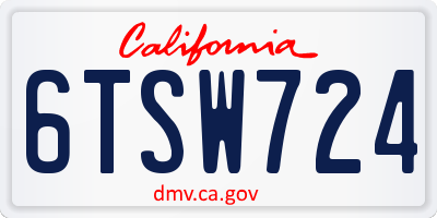 CA license plate 6TSW724