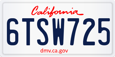 CA license plate 6TSW725
