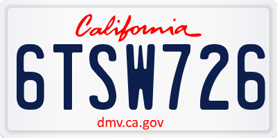 CA license plate 6TSW726