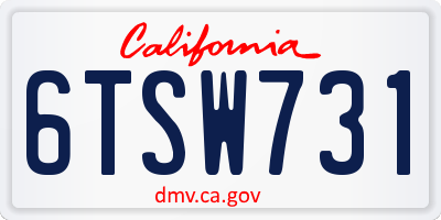 CA license plate 6TSW731