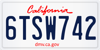 CA license plate 6TSW742