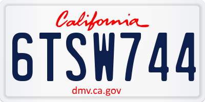 CA license plate 6TSW744