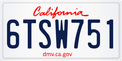 CA license plate 6TSW751