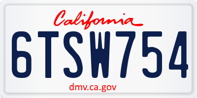 CA license plate 6TSW754