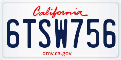 CA license plate 6TSW756