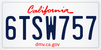 CA license plate 6TSW757