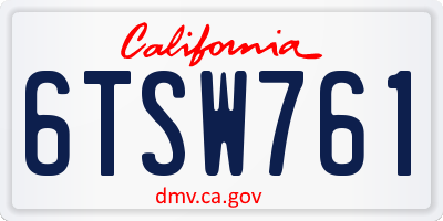 CA license plate 6TSW761