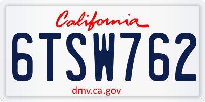 CA license plate 6TSW762