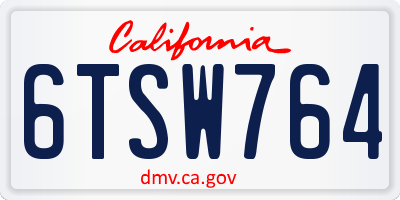 CA license plate 6TSW764