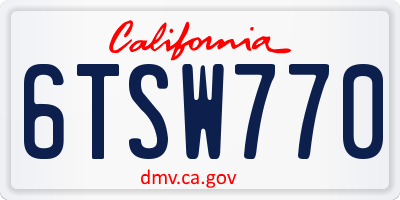 CA license plate 6TSW770