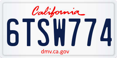 CA license plate 6TSW774