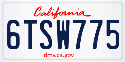 CA license plate 6TSW775