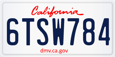 CA license plate 6TSW784