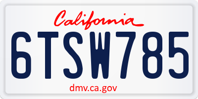 CA license plate 6TSW785