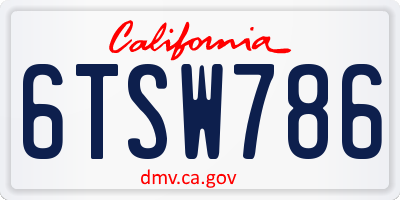 CA license plate 6TSW786