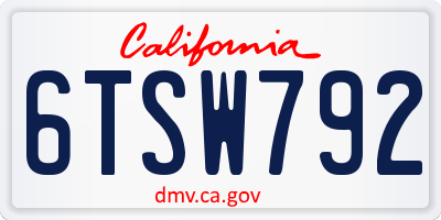 CA license plate 6TSW792