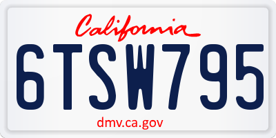 CA license plate 6TSW795