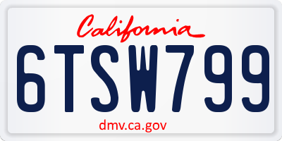 CA license plate 6TSW799