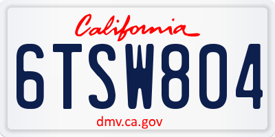 CA license plate 6TSW804