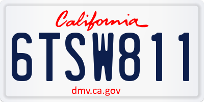 CA license plate 6TSW811