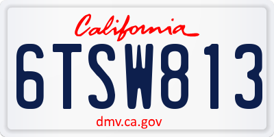 CA license plate 6TSW813