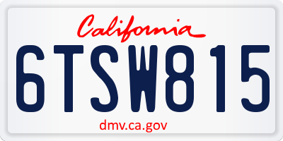 CA license plate 6TSW815
