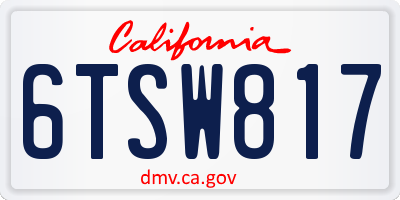 CA license plate 6TSW817