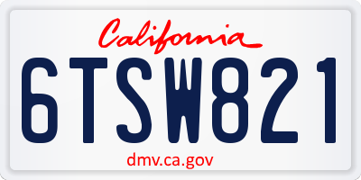 CA license plate 6TSW821
