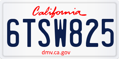 CA license plate 6TSW825